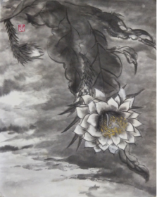 「月下美人」 水墨画 F8 松尾好高 「月下美人」 水墨画 F8 松尾好高