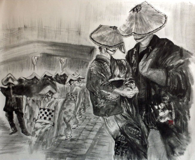 「風の盆」F30　遊墨展12.'18