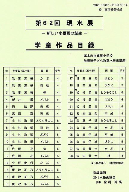 目録　学童作品