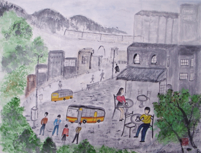 「ある日の出来事」　詩：Ｒ１３７　絵：柴日出子