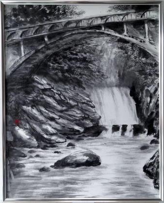 「石小屋の追憶(中津川渓谷）」　F30　講師　松尾好高