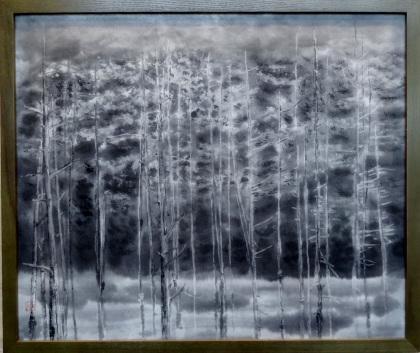 「小山内裏公園青池の枯れ木群」　F10　河原公治