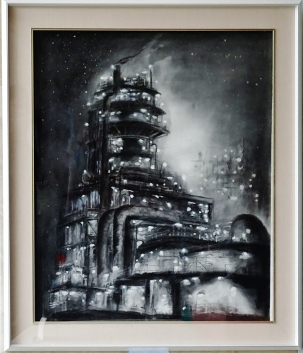 「京浜運河のハイライト」　F30　講師　松尾好高