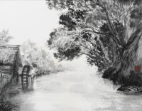 「水車小屋のある風景」須永文江